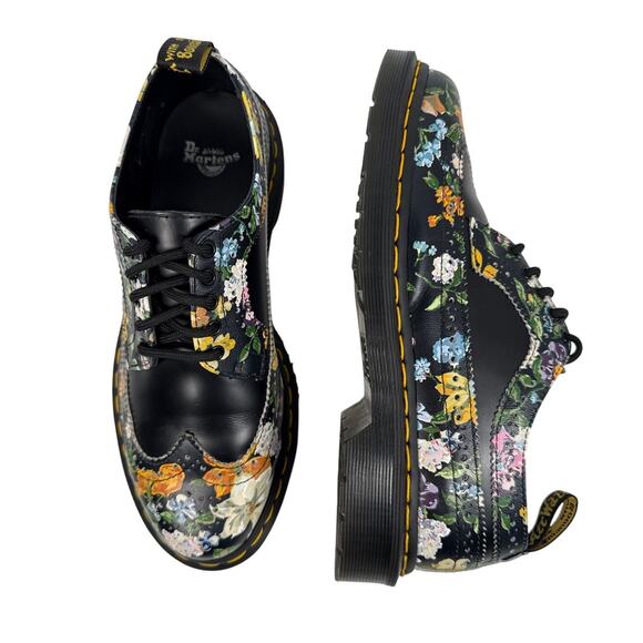 Dr. Martens Darcy Floral Oxfords Y2K Womens US 8 Black Leather Brogue Rare 3989 - Picture 13 of 16